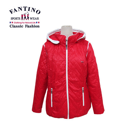 【FANTINO】保暖修身休閒羽絨連帽外套(紅.紫) 285106-285107