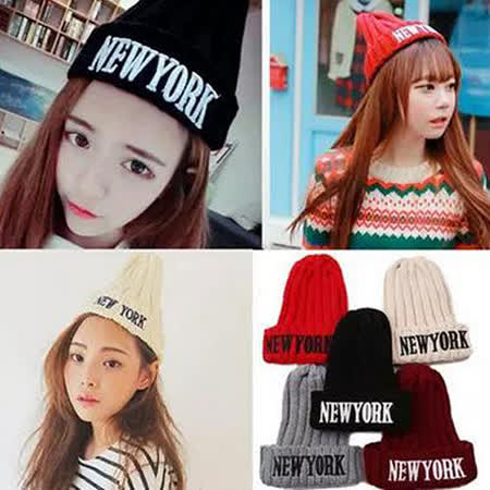 【PS Mall】韓版秋冬 NEW YORK毛線帽刺繡針織帽 (G1715)