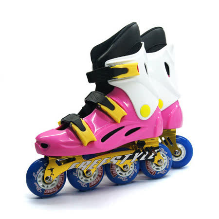 【D.L.D多輪多】鋁合金底座 專業競速直排輪 溜冰鞋 粉紅白 FS-1