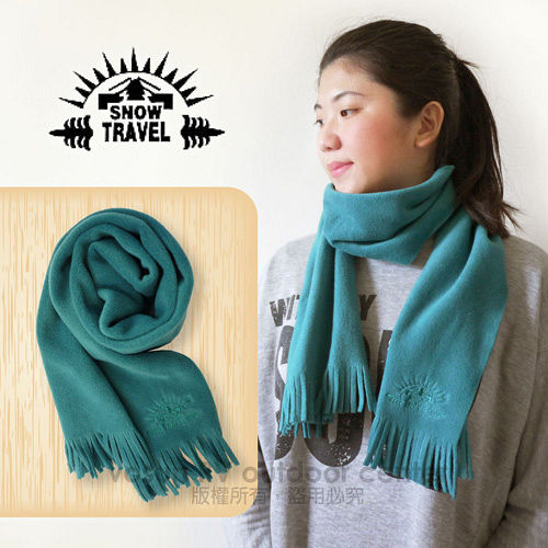 【SNOW TRAVEL】高級保暖透氣圍巾/下擺流蘇設計.高透氣.保暖/藍綠色 VO-30