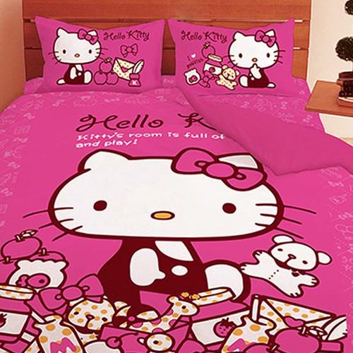 名流寢飾 Hello Kitty薄被套床包組 單人加大3.5*6.2尺