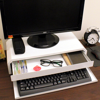 【環球】桌上型-鍵盤+抽屜-螢幕架(二色可選)