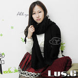 【Lus.G】時尚抓破針織素色圍巾