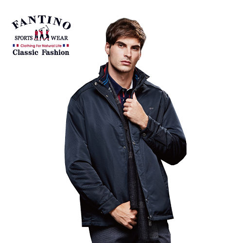 【FANTINO】男裝 冬天必備保暖風衣外套(丈青)445109