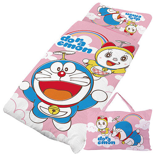 【享夢城堡】精梳棉加大舖棉冬夏兩用5x5兒童睡袋-哆啦A夢DORAEMON 天空漫遊-粉