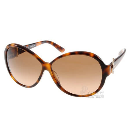 Salvatore Ferragamo太陽眼鏡 水鑽馬蹄扣# SF611SR 214 義大利高級工藝-琥珀