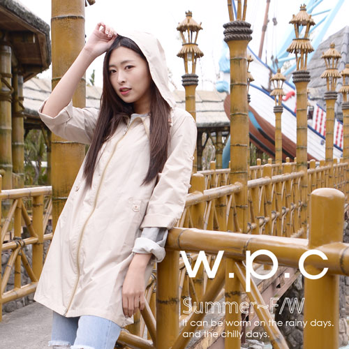 【w.p.c.】2 way袖子可折。時尚雨衣/風衣(R9001)_卡其