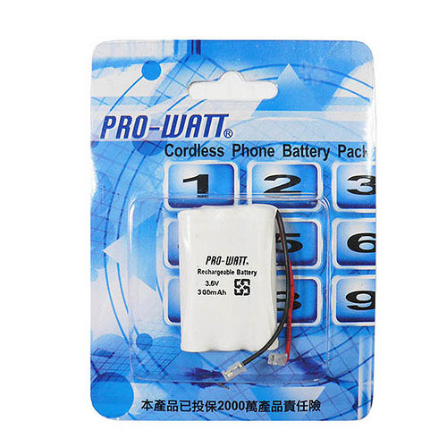 PRO-WATT  P140萬用接頭 無線電話電池3.6V 800mah (尺寸: AAA*3)