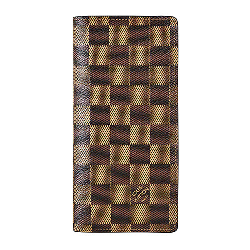 LV N61064 BRAZZA棋盤格DAMIER EBENE帆布8卡直立對折長夾(黑)