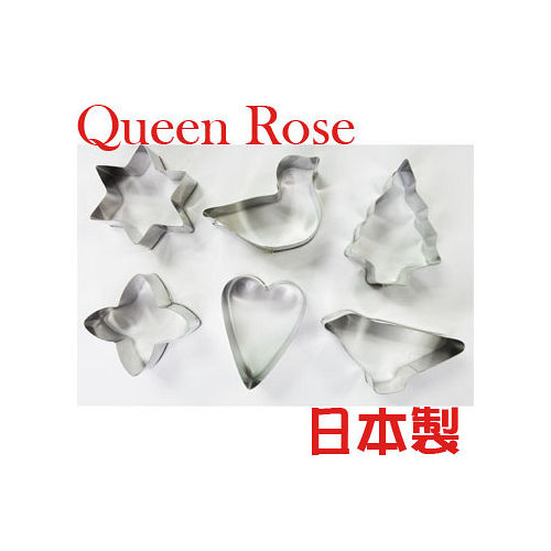 日本霜鳥Queen Rose星心不銹鋼餅乾模(6入)