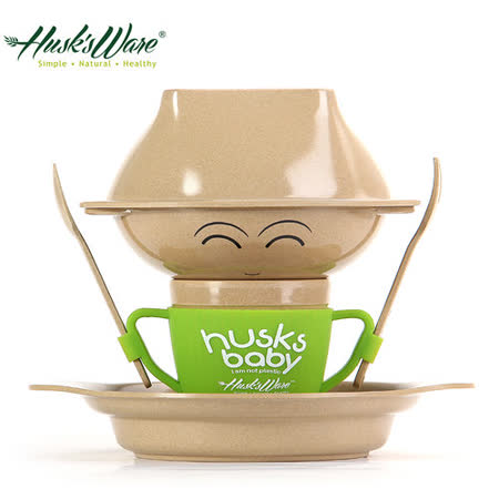 【美國Husk’s ware】稻殼天然無毒環保兒童餐具經典人偶款-綠色