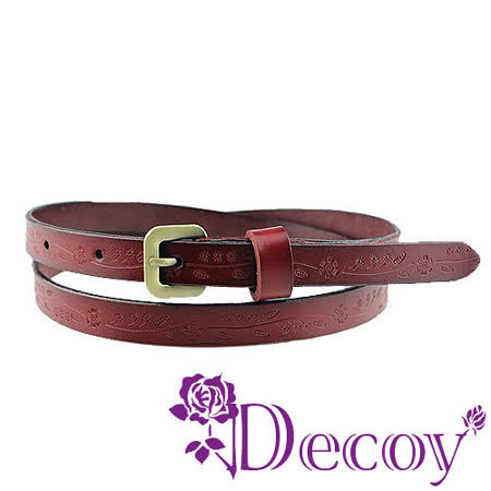 【Decoy】花草元素*真牛皮腰帶/紅