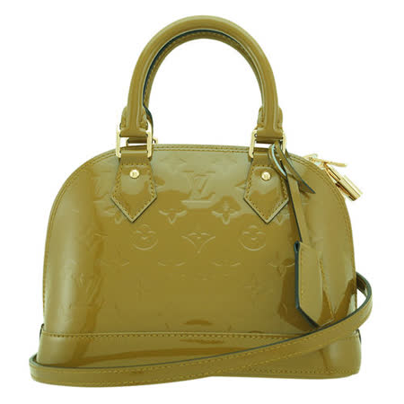 LV 【M91584】 Alma BB Monogram Vernis皮革手提包(橄欖綠)