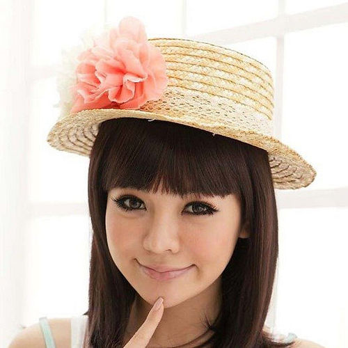 【PS Mall】日系女夏天沙灘花朵造型遮陽草帽 (G056)