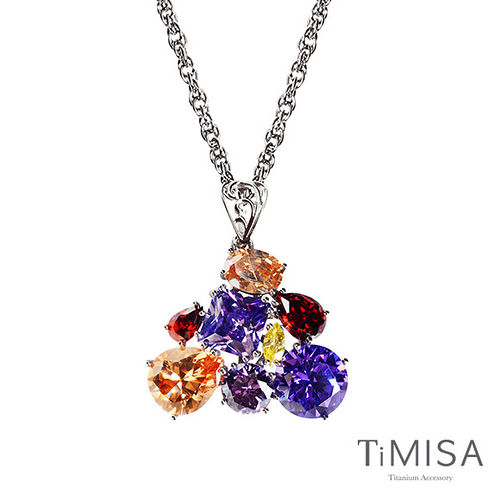【TiMISA】絢麗典藏-崇拜(紫橘) 純鈦項鍊(SB)