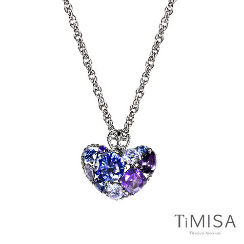 【TiMISA】絢麗典藏-寵愛 (藍紫) 純鈦項鍊(SB)