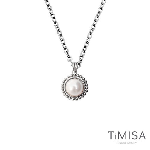 【TiMISA】珍心真意-白珍珠 純鈦項鍊(E)
