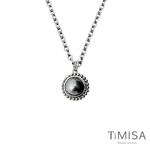 【TiMISA】珍心真意-黑珍珠 純鈦項鍊(E)
