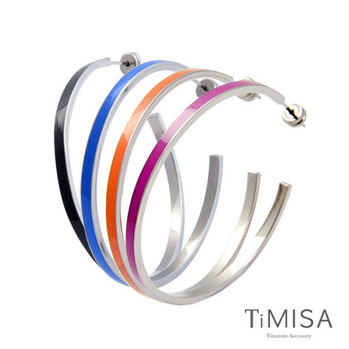 【TiMISA】活力漾彩(5色可選) 純鈦耳環一對