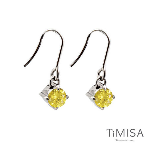【TiMISA】純淨光芒-活力黃 純鈦耳環一對