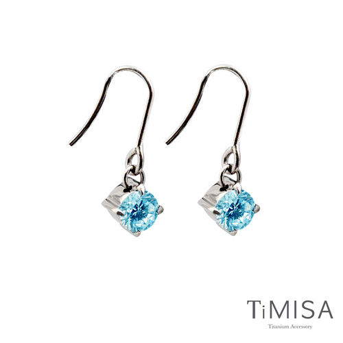 【TiMISA】純淨光芒-清新藍 純鈦耳環一對
