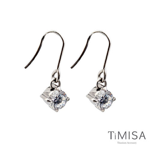 【TiMISA】純淨光芒-透亮白 純鈦耳環一對