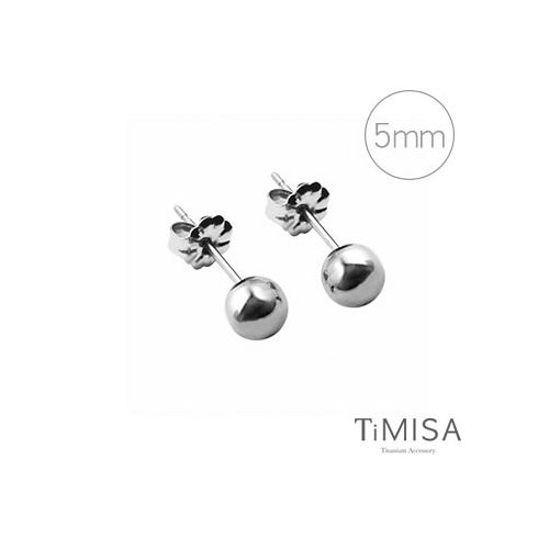 【TiMISA】極簡真我(5mm) 純鈦耳針一對 (2色可選)