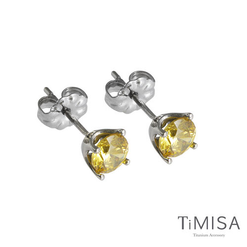 【TiMISA】純鈦簡愛(S)-活力黃 純鈦耳針一對