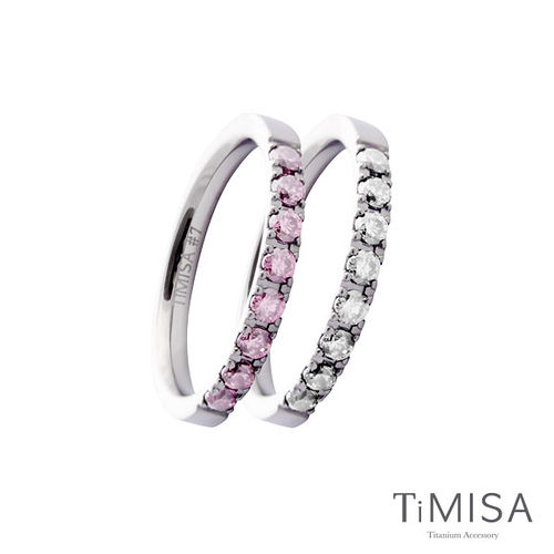 【TiMISA】蜜糖彩鑽(五色可選) 純鈦戒指一對