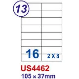 【Unistar 裕德 16格 電腦標籤】 US4462 105×37mm (100張/盒)