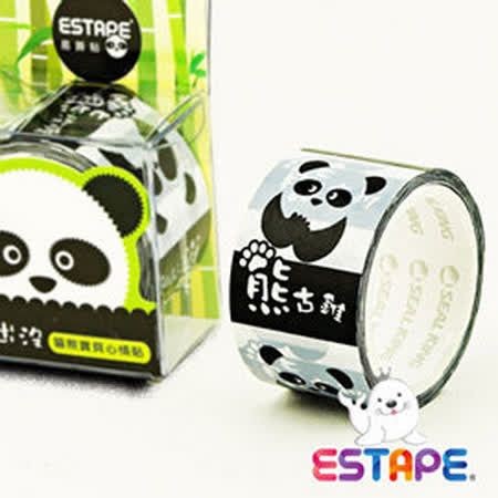 【王佳膠帶 ESTAPE 易撕貼】PS2537X 直拉式易撕貼OPP封黏裝飾貼-貓熊心情黑白貼(熊好命)