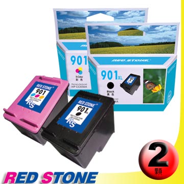 RED STONE for HP CC654A+CC656A環保墨水匣NO.901XL高容量一黑一彩