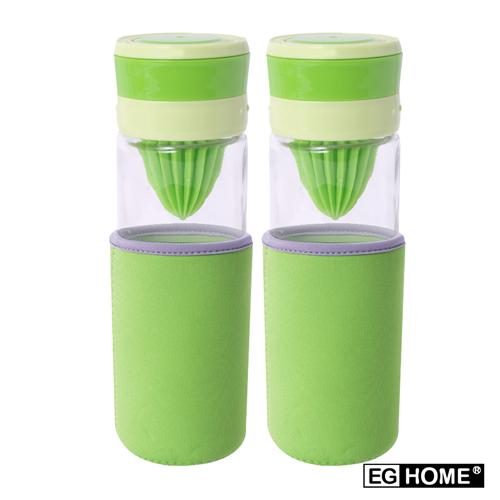 EG Home 宜居家 多功能玻璃榨汁 泡茶磨汁杯(500ml)附杯套、清潔刷 (買一送一)