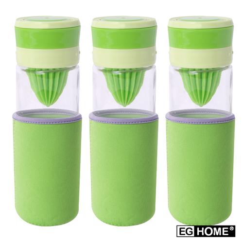 EG Home 宜居家 多功能玻璃榨汁 泡茶 磨汁杯(500ml)附杯套、清潔刷 (3入)
