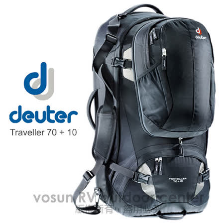 【德國 Deuter】Traveller 70+10L 自助旅行背包_3510115 黑/灰