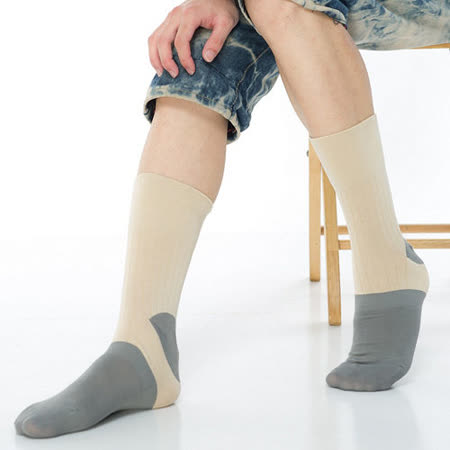 【KEROPPA】萊卡竹炭無痕寬口1/2短襪KEROPPA*2雙(男襪)C90003-卡其