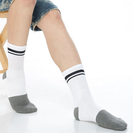 【KEROPPA】可諾帕竹碳運動型健康男襪x2雙C90013-白配黑條
