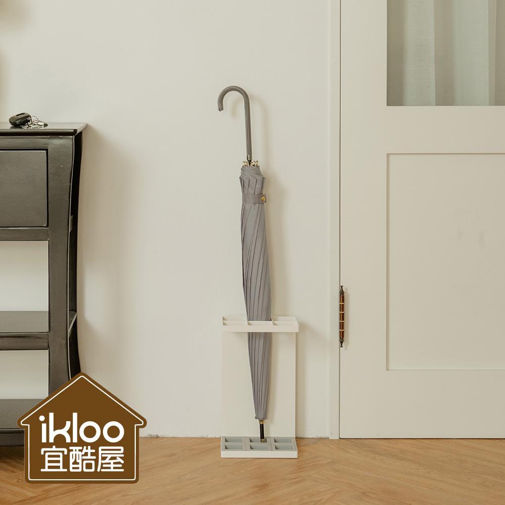 【ikloo】日式簡約雨傘收納架-長型6格鐵板