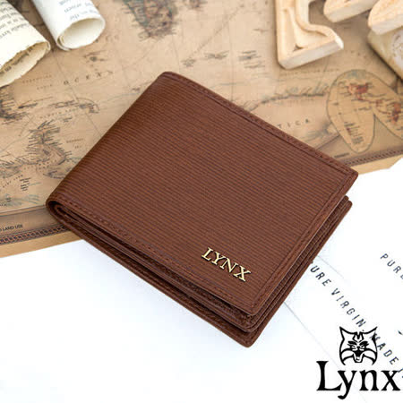 Lynx - 經典80復古風真皮系列9卡1照上下翻短夾-復古咖