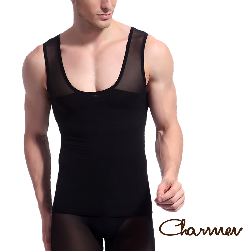Charmen高機能強塑腰腹版背心 男性塑身衣 黑色