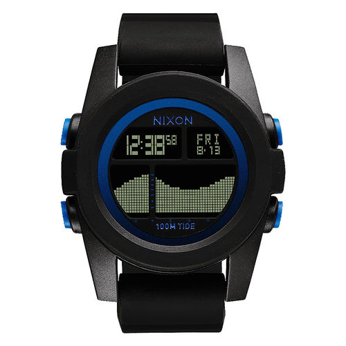 NIXON Unit Tide 飆悍美式軍風運動腕錶-藍框黑