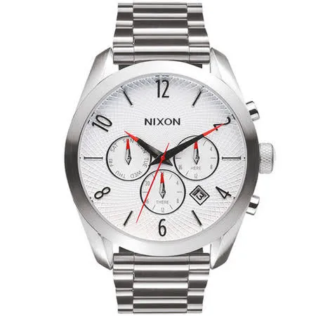 NIXON BULLET CHRONO先鋒計時網紋腕錶-白X銀