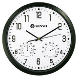 【KINYO】溫濕度計掃描靜音14吋掛鐘(CL-130)
