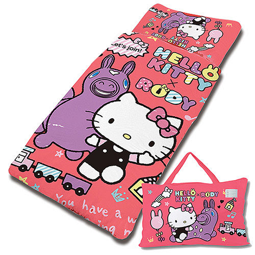 【享夢城堡】精梳棉加大舖棉冬夏兩用5x5兒童睡袋-HELLO KITTY x RODY 歡樂時光-紅