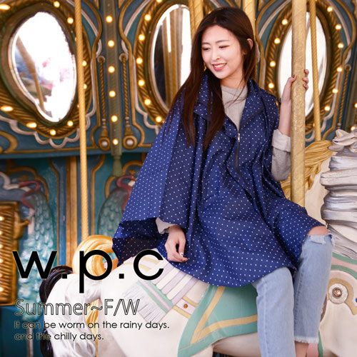 【w.p.c】垂墜斗篷款。時尚雨衣/風衣(R1004)_深藍點點
