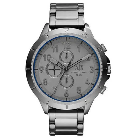 A│X Armani Exchange 時刻終戰三眼計時腕錶-灰