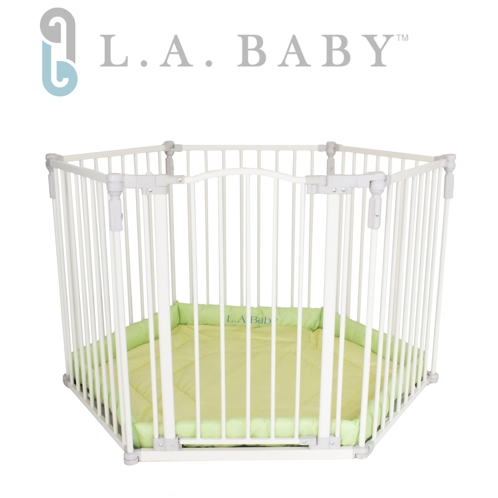 【美國 L.A. Baby 】多功能兒童安全圍欄(軟墊黃色/綠色)