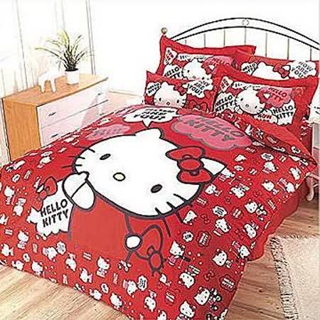 名流寢飾 Hello Kitty100%精梳棉單人加大床罩組 .