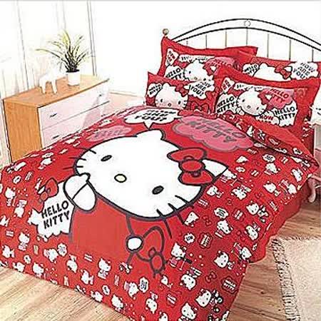名流寢飾 Hello Kitty100%精梳棉雙人加大床罩組全套 .