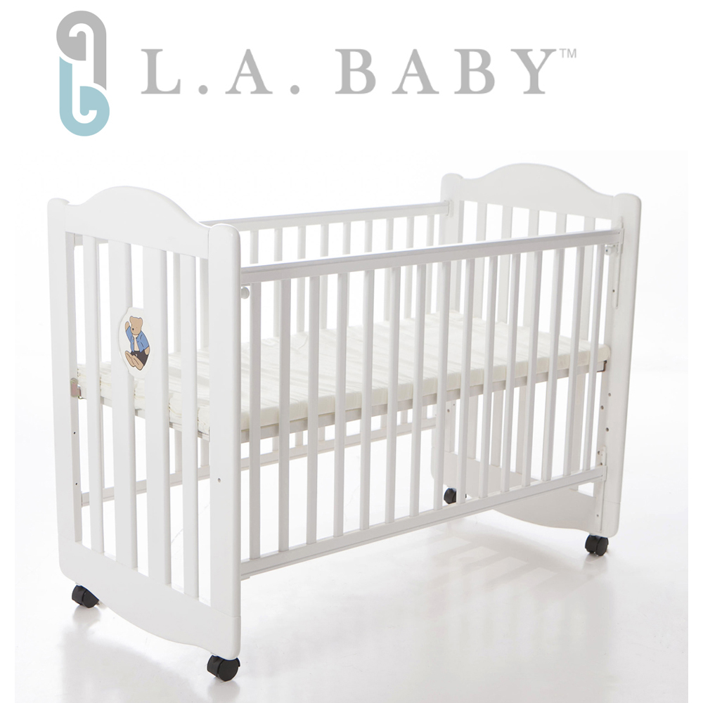 L.A. Baby 美國加州貝比 凱麗熊搖擺中小嬰兒床/原木床/童床(咖啡色/白色)